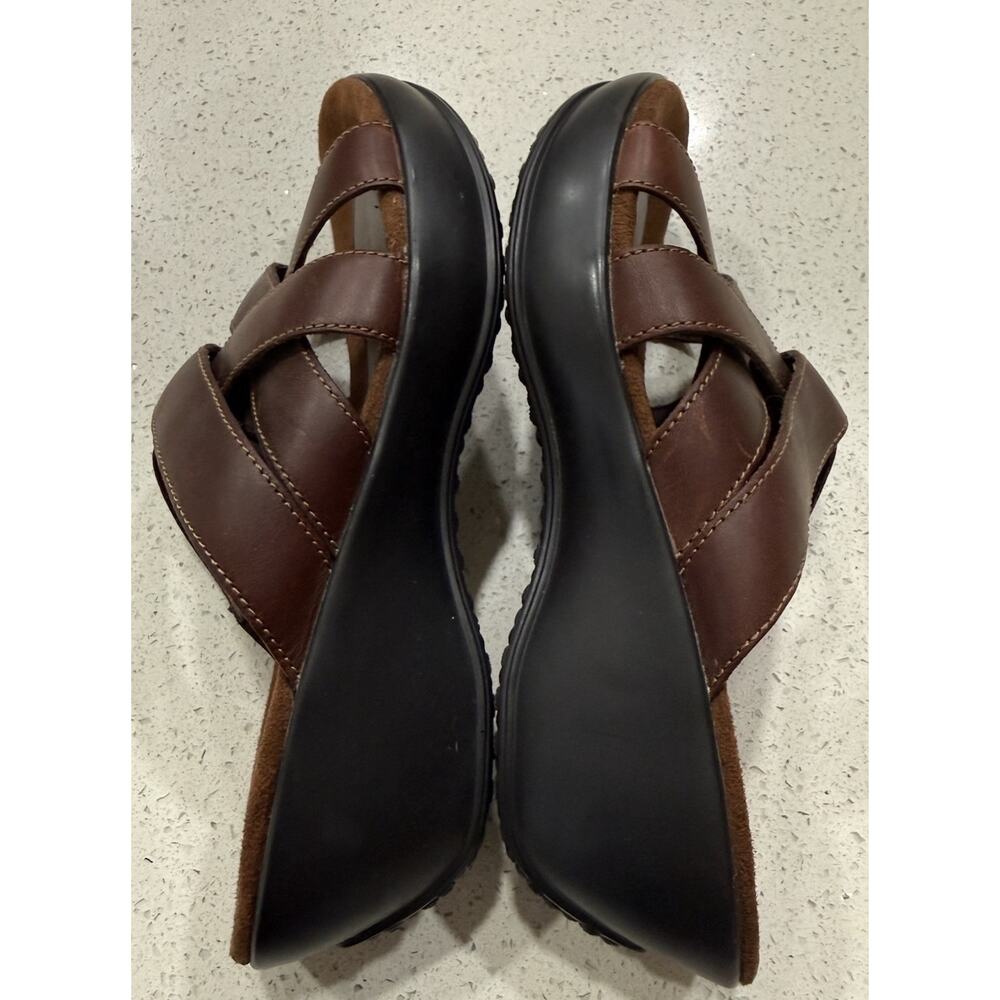 Eastland Poppy Slide Sandals Women's Size 9M Brown Leather Upper Wedge Strappy - Picture 6 of 12